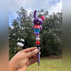 Purple and Red Bunny handmade Character Pen